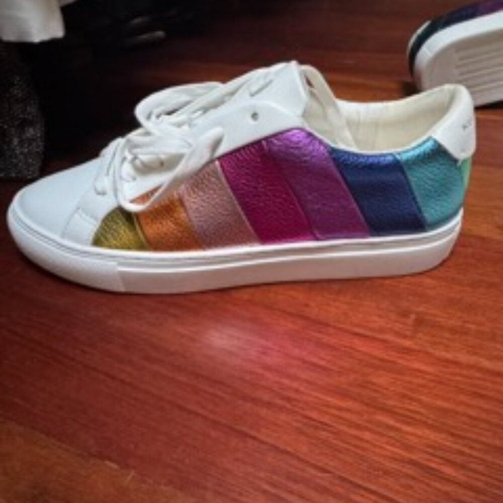Kurt Geiger London Lane Rainbow-Stripe Low-Top Sneaker Size 39 - NEVER BEEN WORN